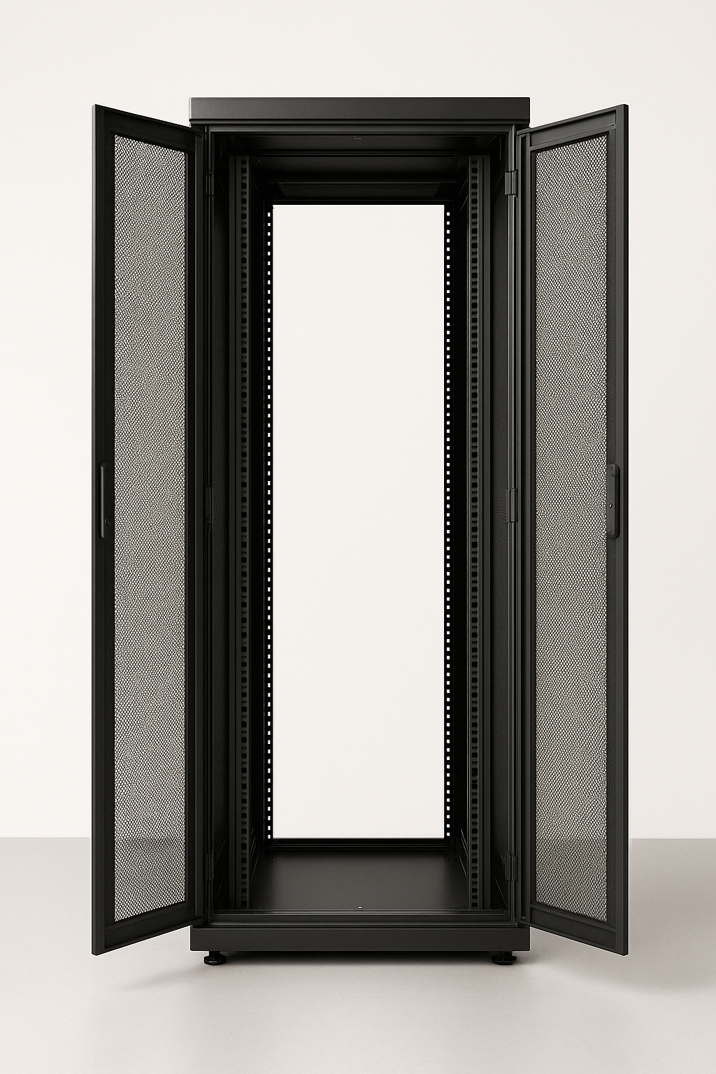 Empty 4-post enclosed rack